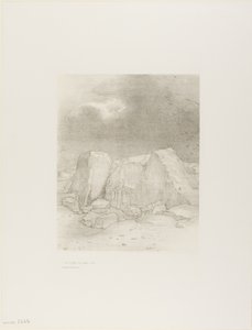 Ja Hän havaitsee kuivan, kumpuileman tasangon, levy 7/24 tekijältä Odilon Redon