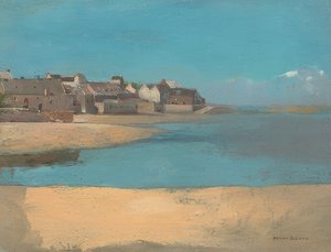 Merenrantakylä, Bretagne. Noin 1880 tekijältä Odilon Redon