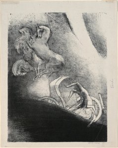 Hän putoaa päänsä edellä syvyyteen, levy 17/24 tekijältä Odilon Redon