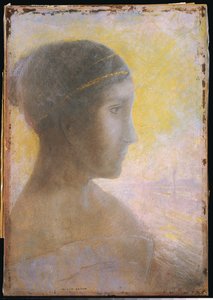 Nuoren naisen profiilipäällikkö, n. 1895 tekijältä Odilon Redon