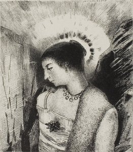 Tässä on hyvä jumalatar, Idean vuorten äiti, levy 15/24 tekijältä Odilon Redon
