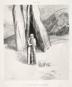 Kunnioitus Goyalle: Hullu surkeassa maisemassa, 1885. tekijältä Odilon Redon