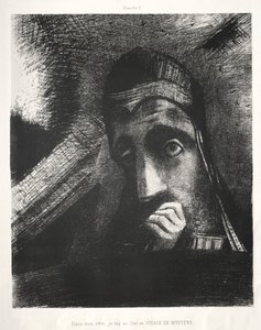 Kunnioitus Goyalle: Unessani näin taivaalla mysteerikasvot, 1885. tekijältä Odilon Redon