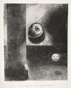Kunnioitus Goyalle: Siellä oli myös alkioolentoja, 1885. tekijältä Odilon Redon