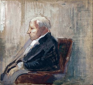 Istuva mies - Odilon Redonin (1840-1916) maalaus, öljy pahville (21,9x23,5 cm), noin 1910 - MOMA (Modernin taiteen museo), New York (USA) tekijältä Odilon Redon