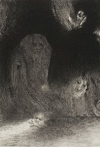 Olen joskus nähnyt taivaalla sen, mikä näytti olevan kuin henkien muotoja, levy 21/24 tekijältä Odilon Redon