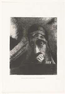 Näin unessani salaperäiset kasvot taivaalla Dans mon rêve, je vis au Ciel un VISAGE DE MYSTÈRE (otsikko esineessä) tekijältä Odilon Redon