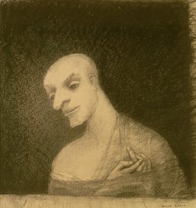 Kuvitteellinen hahmo, noin 1881 (liitu ja hiili paperille). tekijältä Odilon Redon