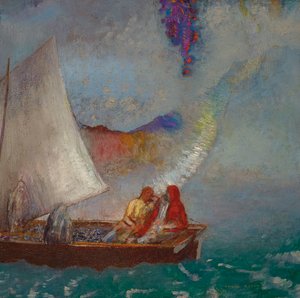 La Voile Grise, n. 1900-05 (öljy kankaalle) tekijältä Odilon Redon