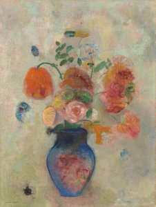 Suuri maljakko kukilla, n. 1912 (öljy kankaalle) tekijältä Odilon Redon
