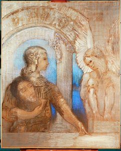 Mystinen ritari (öljy kankaalle) tekijältä Odilon Redon