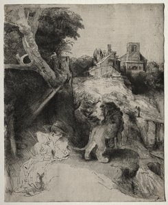 St. Jerome lukemassa italialaisessa maisemassa tekijältä Odilon Redon