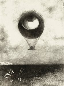 Silmä, kuin outo ilmapallo, nousee kohti ääretöntä. Sarja: Edgar Poelle, 1882 tekijältä Odilon Redon