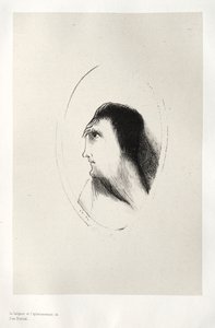 Kummitustalo: Frontaalisen [luun] leveys ja tasaisuus, 1896. tekijältä Odilon Redon