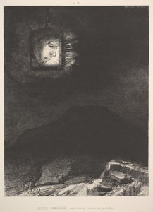 Avaruudessa riippuvan pään epämääräinen välähdys, 1891. tekijältä Odilon Redon