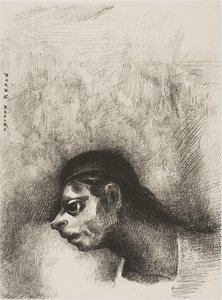 Seinän halkeaman läpi heijastettiin kuoleman pää, elokuvasta The Juror (Valamies) tekijältä Odilon Redon