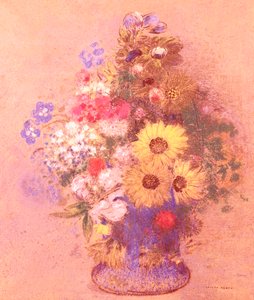 Kukkamaljakko (pastelli laivalla) tekijältä Odilon Redon