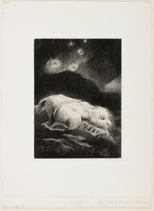 Kun elämä heräsi epäselvän aineen syvyyksissä, levy 1/8 Les Originesista tekijältä Odilon Redon
