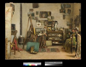 Vierailu taidemaalarin työhuoneeseen, 1865-75