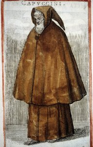 Uskonnollinen järjestys: Kapusiini. 1500-luvun kaiverrus.