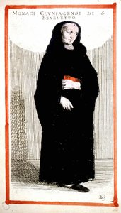 Uskonnollinen veljeskunta: Cluny Abbeyn munkki (Cluniian). 1500-luvun kaiverrus. O. Fialettin mukaan.