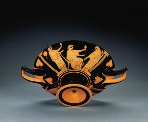 Ullakko punahahmoinen kylix, noin 470 eKr. (terrakotta) (ks. myös 2636771-2) tekijältä Oedipus Painter (attr. to)