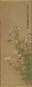 Siniset ja valkoiset kukat hoikkavarsissa, Edo-kausi, 1700-1800-luku