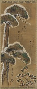 Lumikuormainen mänty ja pensas, Edo-kausi, päivätty 1741.