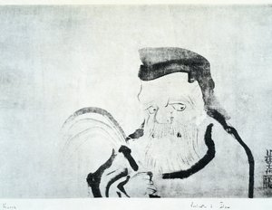 Vanhan miehen muotokuva, piirustus Ogata Korin (1658-1716), muste silkille, japanilainen sivilisaatio, Edo-kausi tekijältä Ogata Korin