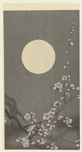 Kukkiva luumukukka täysikuussa tekijältä Ohara Koson
