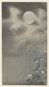 Herbes i flors en acabat de lluna plena tekijältä Ohara Koson
