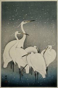 Ryhmä egrets tekijältä Ohara Koson