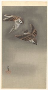 Sormus varpuset lumessa tekijältä Ohara Koson