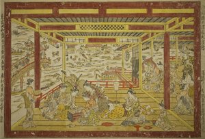 Nautitaan iltaviileydestä lähellä Ryogoku-siltaa tekijältä Okumura Masanobu