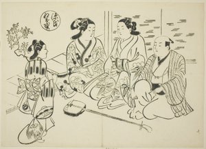 Momiji-no-ga luku "The Tale of Genjistä" (Genji Momiji-no-ga), Genji-parodioiden sarjasta tekijältä Okumura Masanobu