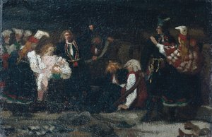 Taistele pihalla (öljy kankaalle) tekijältä Olaf Isaachsen