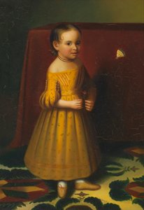 Nuoren tytön muotokuva ruusun ja perhonen kanssa, n. 1838. tekijältä Oliver Tarbell Eddy