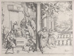 Nuori mies esittelemässä väitöskirjaansa kardinaali Aldobrandinille, 1620, 1620. tekijältä Oliviero Gatti
