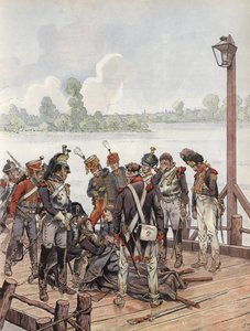 Jean Lannes haavoittui kuolemaan Aspern-Esslingin taistelussa Napoleonin kanssa, 1809 tekijältä Onfray de Breville Job