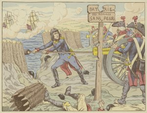 Napoleon lataa tykkiä tavallisen sotilaan tavoin Toulonin piirityksessä, 1793