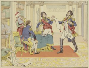 Napoleon palkitsee marsalkka Lefevren tekemällä hänen Danzigin herttuansa sen jälkeen, kun tämä valloitti kaupungin preussilaisilta, 24. toukokuuta 1807 tekijältä Onfray de Breville Job