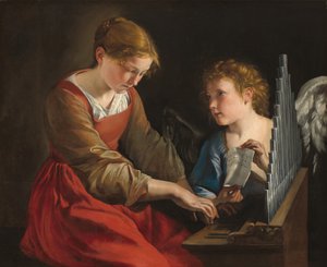 Pyhä Cecilia ja enkeli, n. 16171618 ja c. 16211627 tekijältä Orazio Gentileschi