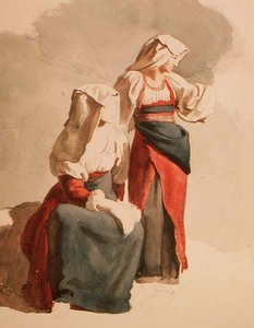 Italialaisia talonpoikaistyttöjä, noin 1834 (akvarelli)