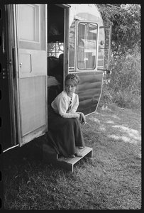 Jeanne Moreau näyttelijän trailerissa Viva Marian kuvauksissa