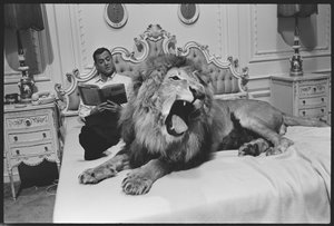 Tony Randall leijonan (Zamba) kanssa Fluffyn kuvauksissa tekijältä Orlando Suero