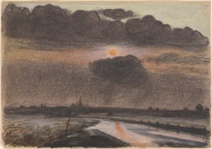 Auringonlasku joella