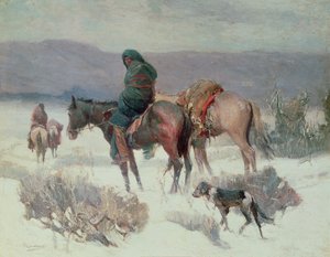 Winter Hunt (öljy kankaalle)