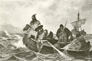 Leif Ericson Vinelandin rannikon edustalla (syväpaino) tekijältä Oscar Wergeland