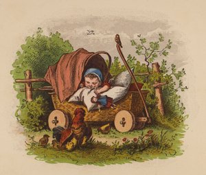 Vauva lastenvaunuissa (värilitografia) tekijältä Oskar Pletsch