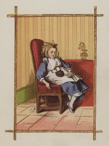 Tyttö istuu tuolilla (väri litho) tekijältä Oskar Pletsch